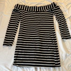 Stripped Off shoulder mini dress